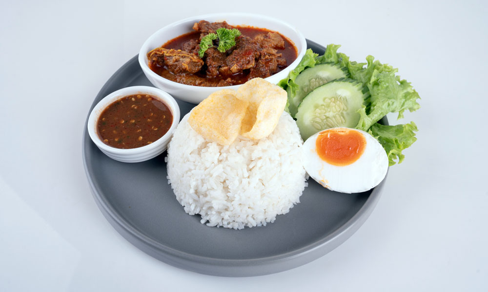 Fragrant Rice with Asam Pedas Daging Tetel